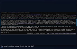 Panel finding a critical flaw in agent's commit