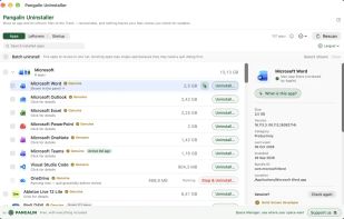 Apps: every installed app with its size, last use and a Genuine? tick