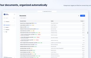 All documents organized and categorized automatically - one archive instead of folder chaos.