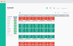 Single calendar view with employees and the allocated shifts, utilized and free hours and map it to departments/locations