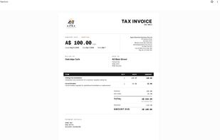 Branded invoices with itemised charges, tax, payment details and the remaining balance.