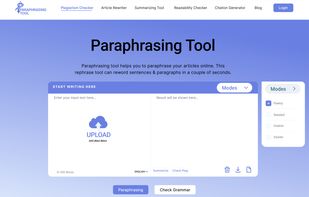 Main screen of Paraphrasing tool