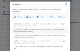 Paraphrasing screenshot 1