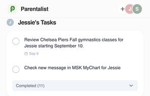 Parentalist distills your messy inbox of school/kid activites a into a simple task list organized by child