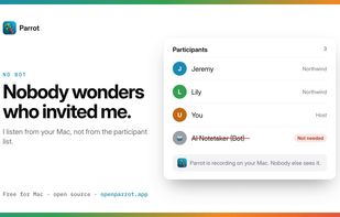 No bot in the participant list. Parrot listens from your Mac.