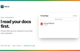 Add your pricing, FAQ and security docs. Indexed on your Mac.