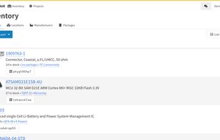 The main inventory screen of PartBolt.