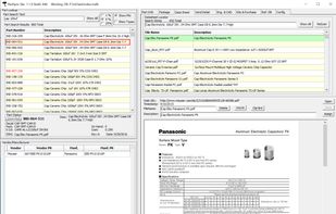 Main Screen showing Part DB on left and the datasheet tab on right.