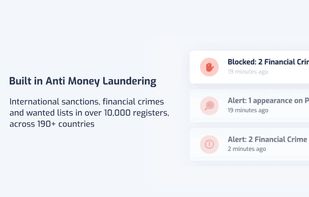 Use our built in anti-money laundering (AML) service and watchlist checks for compliance.