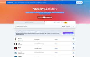 Passkeys.directory screenshot 1