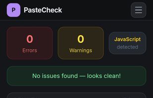 PasteCheck showing Clean pass