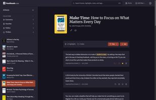 Explore your library and read highlights in a modern, responsive interface, optimized for web and mobile with both light and dark modes.