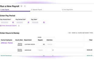 Step 1 of Patriot's 3-step payroll process (Enter Payroll).