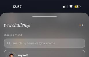 Creating a friend challenge: pick an opponent and a challenge type — earn more tokens, less total scroll time, less time in a specific app, or "don't open the app first".