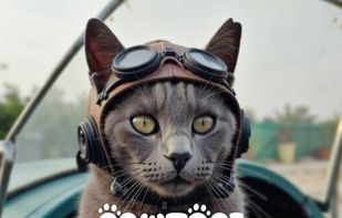 An image generated with PawToAI of a cat as a pilot