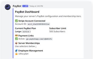 The PayBot setup dashboard