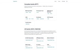 Supported banks: 7 Canadian institutions and 6 US bank workflows.