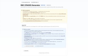 Upload step. File generation runs in the browser — not on our servers.