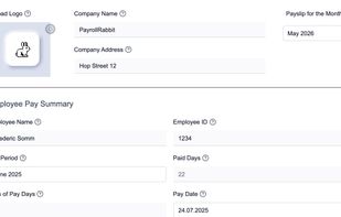 Screenshot of the free payslip generator.