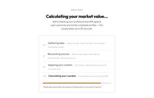 PayScope pulls from salary surveys, job postings, public records, and candidate profiles, then adjusts for your level, location, and company type.