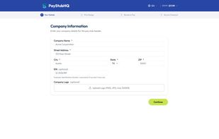 3-step wizard: enter details, preview with real tax calculations, download PDF