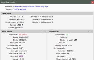 Video file properties
