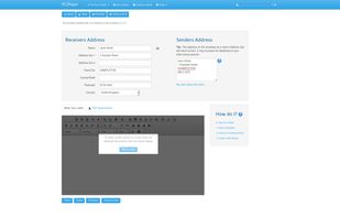 Letter writing page (user details redacted, including account balance)