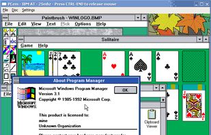 Windows 3.1, running on an emulated IBM PC AT.