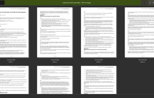 Custom dark green KDE Theme and PDF Arranger, showing the german "Law of Assembly"