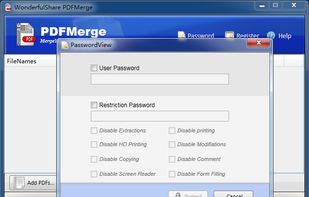 Add password for the merged PDF