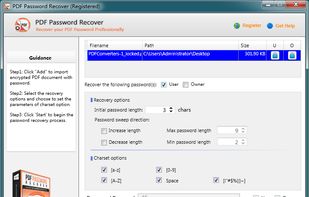PDF Password Recover screenshot 1