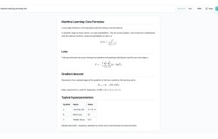 Clean Markdown output: real tables and formulas rendered as typeset math, with a rendered or raw preview.