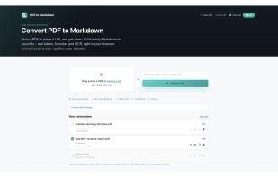 Convert PDF to Markdown in the browser: drop a file or paste a URL, watch jobs convert in your free slots.