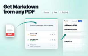Get clean, LLM-ready Markdown from any PDF: real tables, formulas and OCR, in the browser, via a REST API or a hosted MCP.