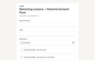 The finished web form, generated from the document and ready to share as a link.