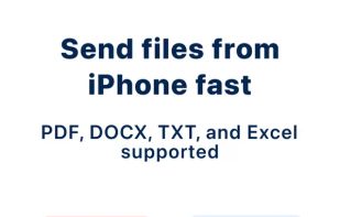 Send files from your iPhone in seconds. PDF, DOCX, XLSX, and TXT files are all supported.