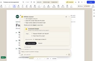1. Prompt → 3 proposed changes, Apply
