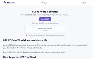 pdf to doc tool page