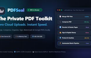 PDFSeal overview: 100% in-browser, client-side PDF toolkit with zero server uploads.