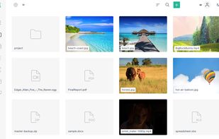 Thumbnails are created upon upload.
Filesystem can be mounted via FUSE and a command line interface also exists.