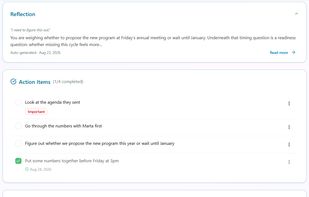 Underneath every thought: a reflection on what you were weighing, the tasks you committed to, and the dates you mentioned.