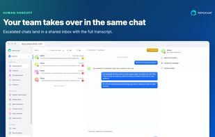 Escalated chats in the team inbox, answered in the same chat