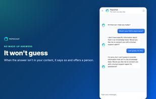 When the answer isn't in its content, it says so and offers a person