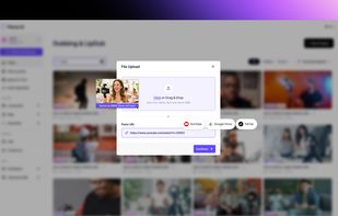 Easy file upload: Upload videos directly or paste a YouTube, Google Drive, or TikTok link — Perso AI handles the rest, no manual download needed