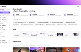Perso AI Dashboard: Access AI Dubbing, Lip Dubbing, Speech to Text, and Audio Separation from one screen