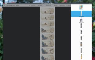 Reading a comic, the thumbnails shown with a hook gesture