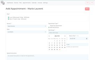 Add Appointment Screen on Desktop