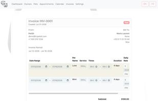 Invoice Screen on Desktop