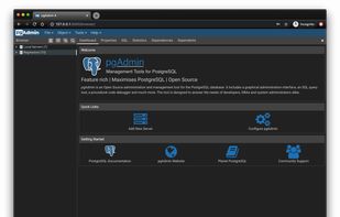 Welcome screen, dark theme