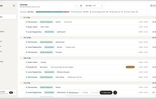 The same week as a list, with out-of-scope work marked.